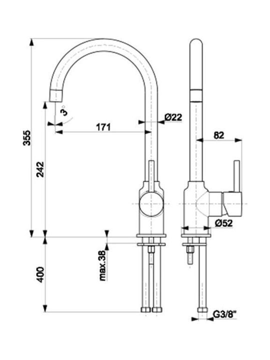 KFA Kitchen Faucet Counter Gray