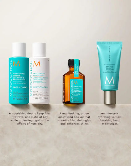 Moroccanoil Greetings From Frizz Control Σετ Περιποίησης Μαλλιών κατά της Τριχόπτωσης με Σαμπουάν, Conditioner & Λάδι 5τμχ