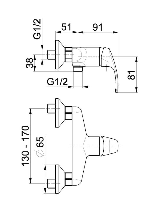 KFA Mixing Bathtub Shower Faucet Silver