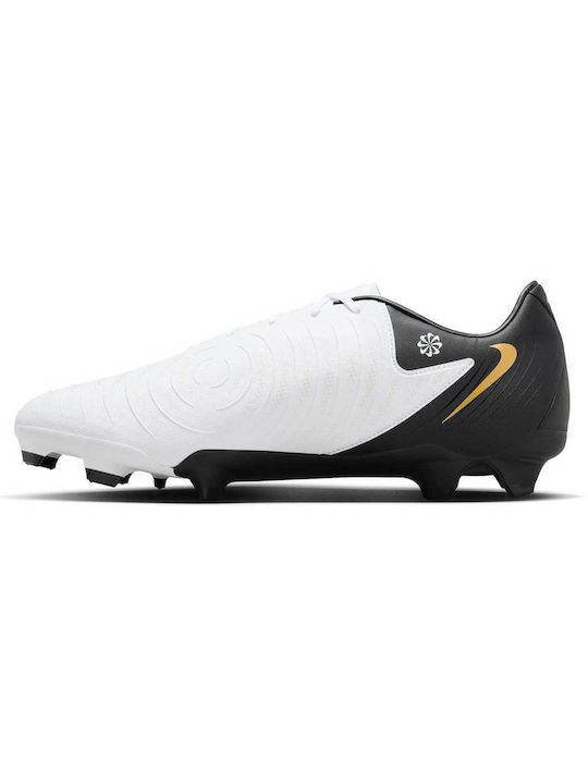 Nike Phantom GX 2 Academy Football Shoes with Cleats White / Metallic Gold Coin / Black