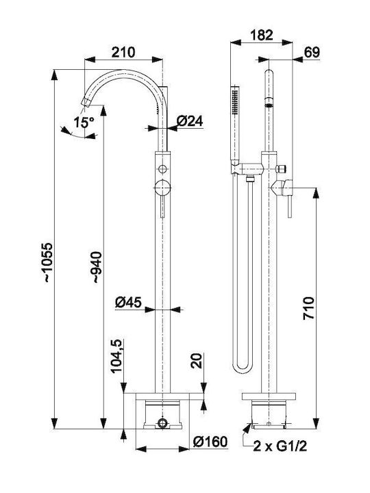 KFA Mixing Bathtub Shower Faucet Gold