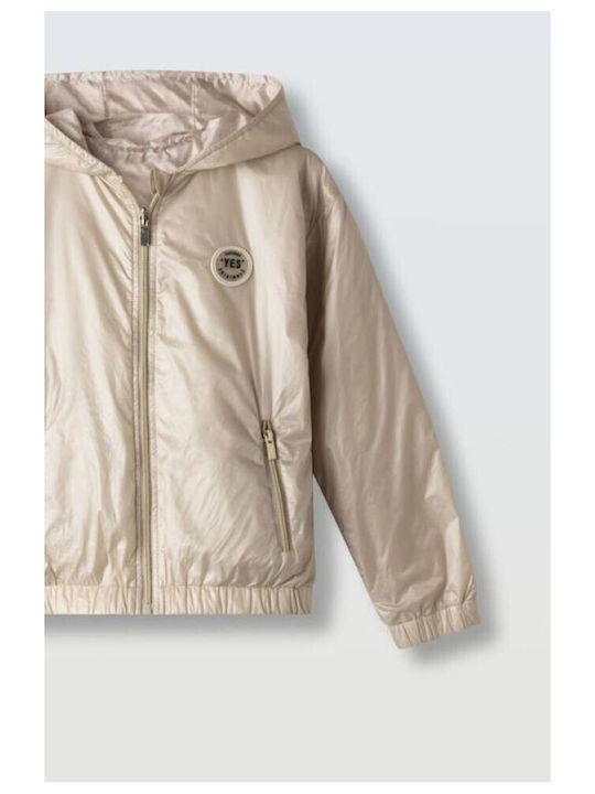 Kids Casual Windproof Jacket with Hood Beige