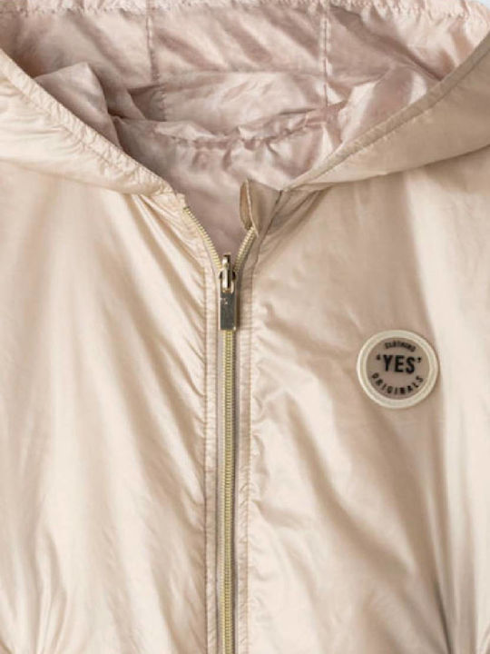 Kids Casual Windproof Jacket with Hood Beige