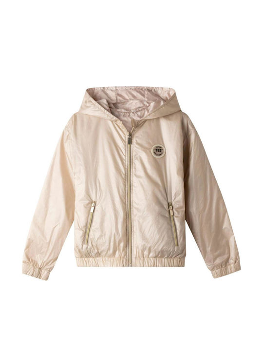 Kids Casual Windproof Jacket with Hood Beige
