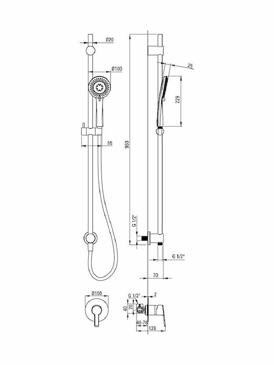 Deante Shower Column Silver 5907650816874 Deante Shower Column Silver 5907650816874