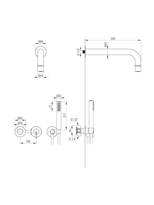 Deante Shower Column with Mixer Silver