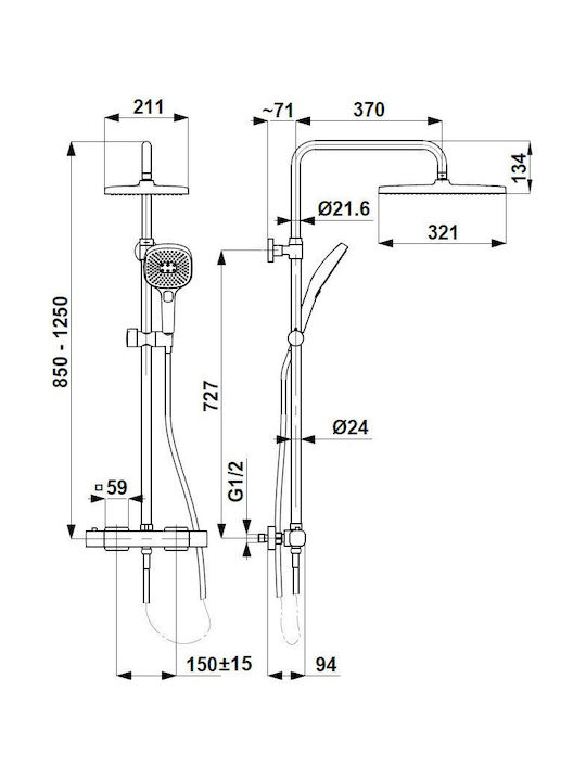 KFA Duschsäule mit Armatur Schwarz