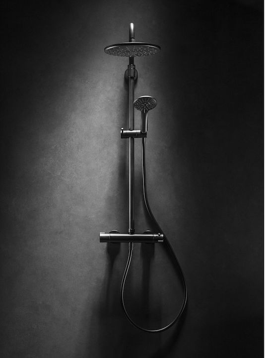KFA Adjustable Shower Column with Bathtub Mixer 125cm Black