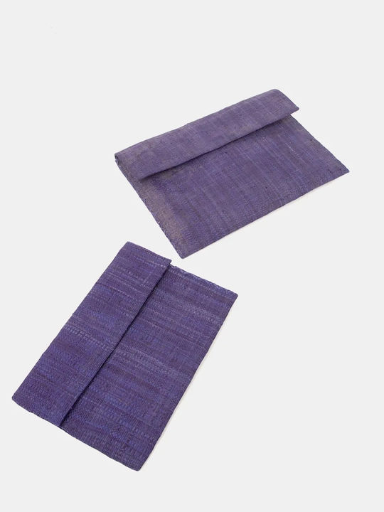 Raffia Large Ψάθινος Γυναικείος Φάκελος Navy Μπλε