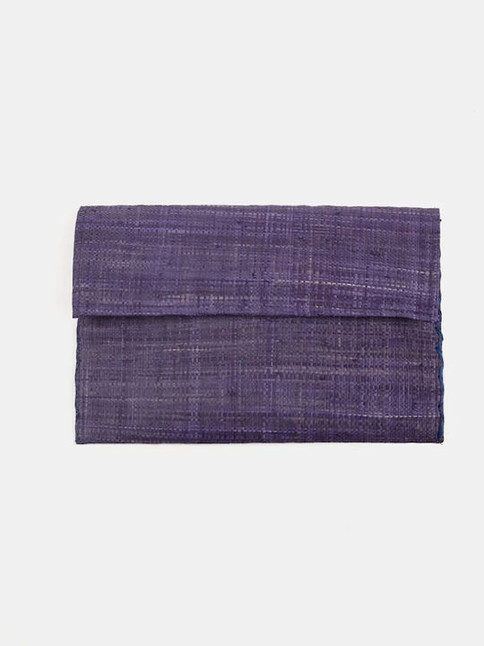 Raffia Large Ψάθινος Γυναικείος Φάκελος Navy Μπλε