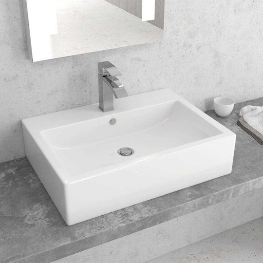 Karag Aufgesetztes Waschbecken Porzellan 61x44x14.5cm Weiß