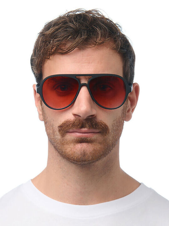 Okkia Alessio Unisex Γυαλιά Ηλίου με Μαύρο Σκελετό και Κόκκινο Φακό OK021BKRD