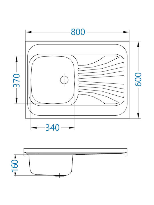 Alveus Drop-In Inox Küchenspüle M60xB80cm Graue