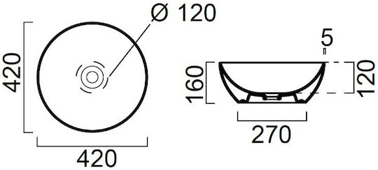 GSI Pura Επικαθήμενος Νιπτήρας Πορσελάνης 42x42cm White