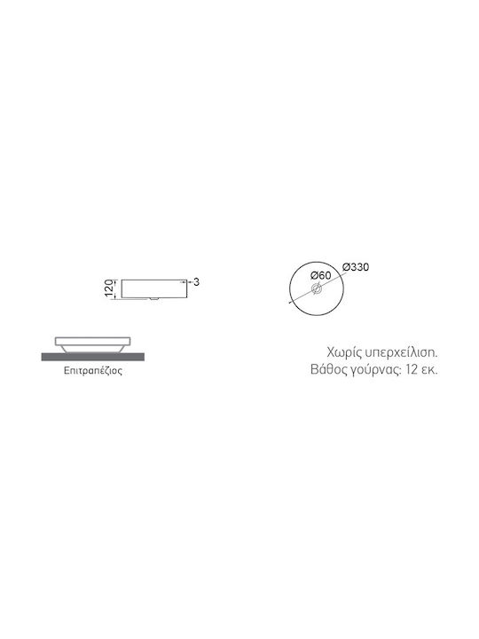 Voss Milo PVD Deasupra Blatului Chiuvetă Inox 33x33x10cm Gold Brushed