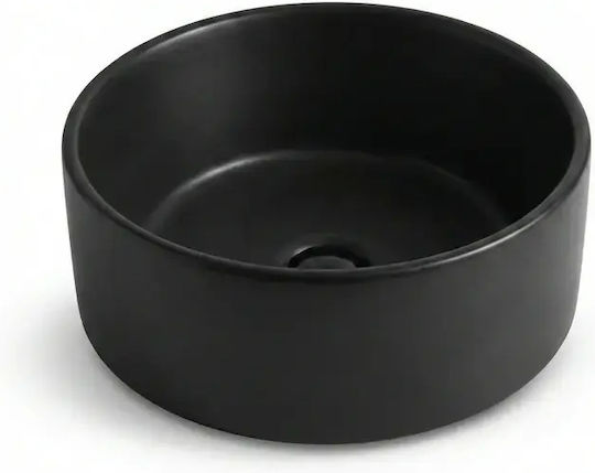 Tema Einbau Badezimmerwaschbecken aus Porzellan 40,5x40,5x15cm Schwarz Matt Tema Einbau Badezimmerwaschbecken aus Porzellan 40,5x40,5x15cm Schwarz Matt