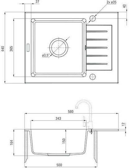 Deante ZQZ 511A Drop-In Kitchen Sink made of Liquid Granite M44xP58cm Beige