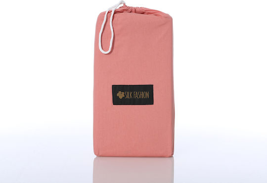 Silk Fashion Cearșaf Single cu Elastic 105x200cm. Coral Almond