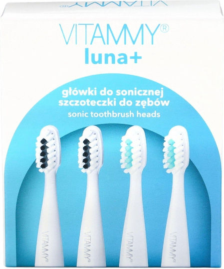 Original Replacement Heads Vitammy Luna+ Sonic Toothbrushes 4 Pcs White Soft Bristles