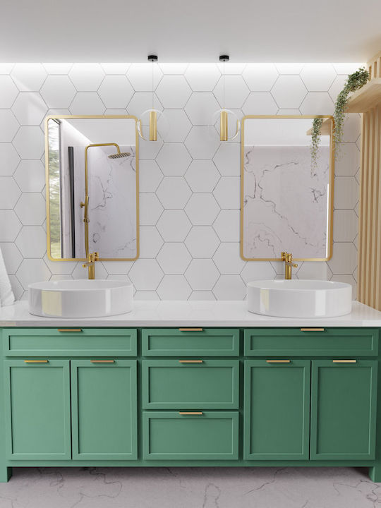 Invena Shower Column with Bathtub Mixer Gold Invena Shower Column with Bathtub Mixer Gold