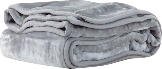 Nef-Nef Homeware Loft Κουβέρτα Βελουτέ Μονή 160x220εκ. Grey