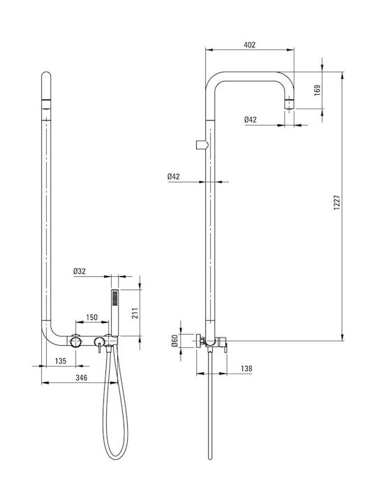 Deante Shower Column with Mixer Bronze