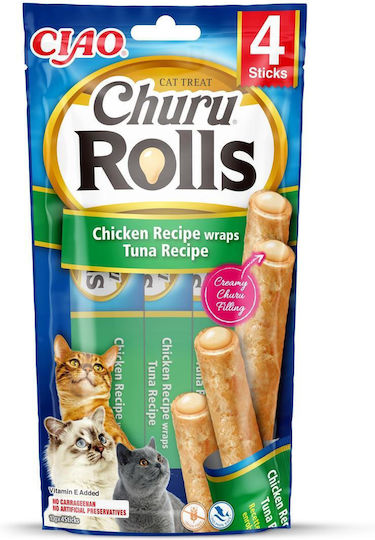 Inaba Churu Rolls Treats in Stick with Ton for Adult Cats 4pcs 10gr