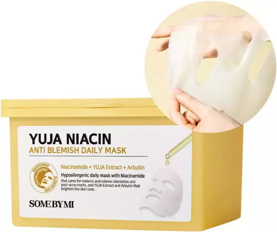 Some By Mi Yuja Niacin Anti Blemish Daily Brightening Sheet Mask Even Skin Tone Large Pack 30 Pcs