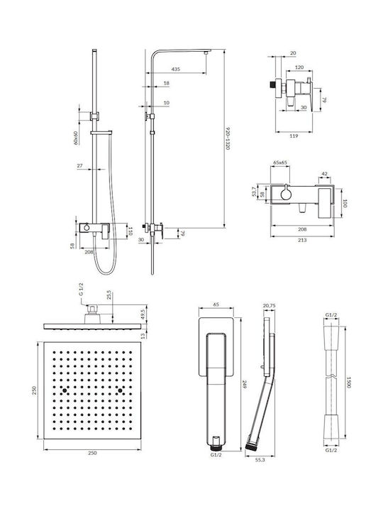Omnires Duschsäule mit Wannenbatterie Silbern Omnires Duschsäule mit Wannenbatterie Silbern