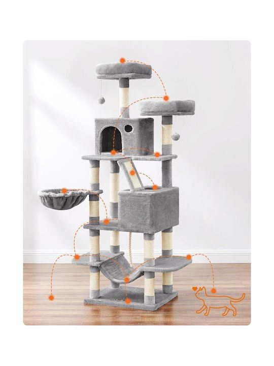 Feandrea Scratching Post Cat Trees Gray 5 levels 55x45x168cm