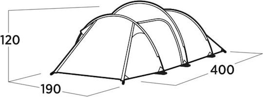 Easy Camp Camping Tent Tunnel Mountaineering Green with Double Cloth 3 Seasons Waterproof 4000mm 400x190x120cm