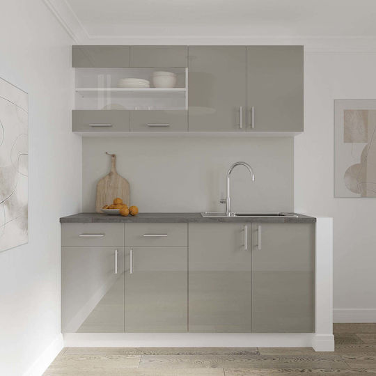 Superior Dulap de bucătărie Agățat cu Blat de Lucru Glossy Gray/white 80x30x60buc