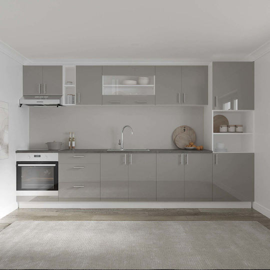 Superior Dulap de bucătărie Agățat cu Blat de Lucru Glossy Gray/white 80x30x60buc