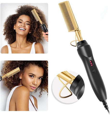 Heated Ceramic Electric Brush for Hair and Beard Straightening 30W