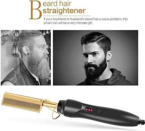 Heated Ceramic Electric Brush for Hair and Beard Straightening 30W