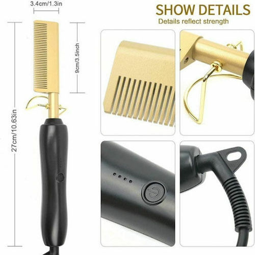 Heated Ceramic Electric Brush for Hair and Beard Straightening 30W