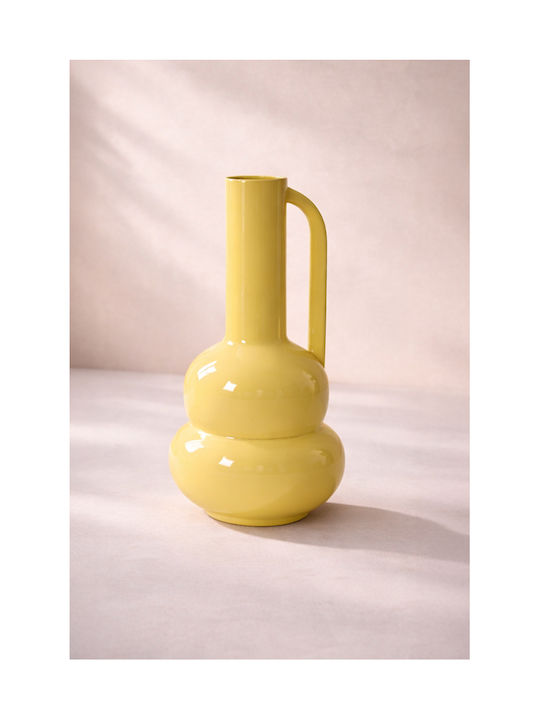 Kaemingk Decorative Metallic Yellow Vase 13.5x13.5xH33cm