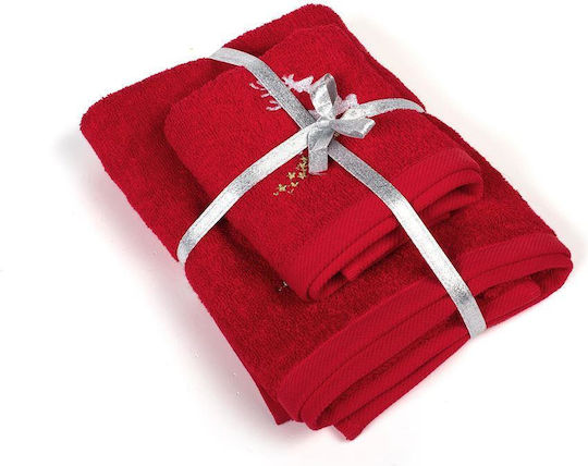 Dimcol Set Of Christmas Red Fabric Towels 2 Pieces