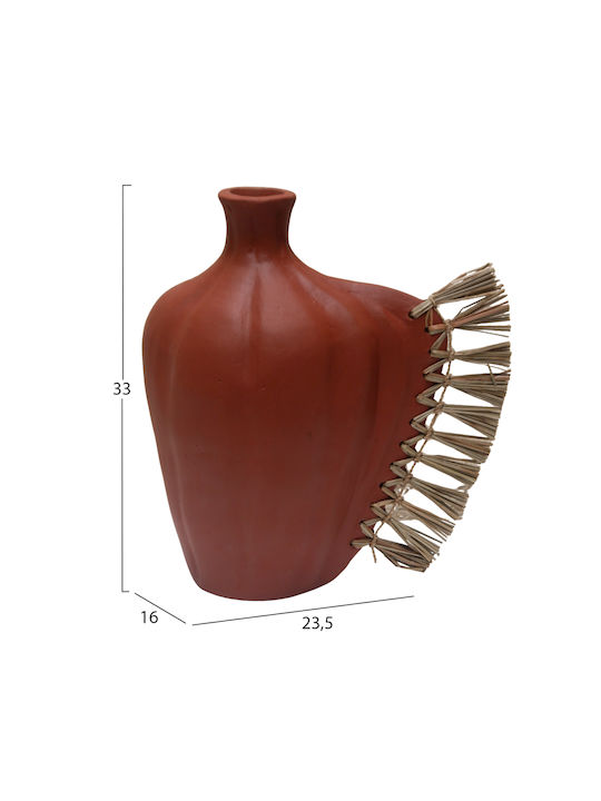 HomeMarkt Decorative Vase Ceramic Jebb Orange 23.5x15xH33cm