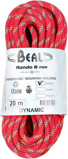 Beal Rando Dynamic Climbing Rope with Length 20m Pink