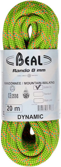 Beal Rando Dynamic Climbing Rope with Length 20m Yellow