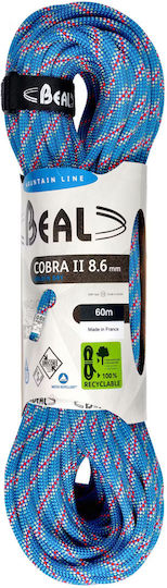 Beal Cobra II BC086C.60GD.B Dynamic Climbing Rope with Length 60m Blue