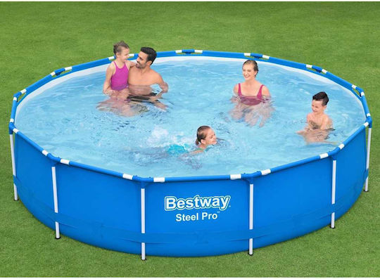 Bestway Steel Pro Runde Schwimmbecken PVC mit Metallic-Rahmen 396x84cm und Filter
