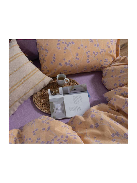 Nef-Nef Homeware Floriva Bettlaken King Size mit Gummibettlaken 240x270+35cm Koralle (4 Stück)