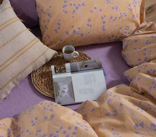 Nef-Nef Homeware Floriva Комплект Чаршафи King Size с Ластик 200x270см Коралов (4 броя)