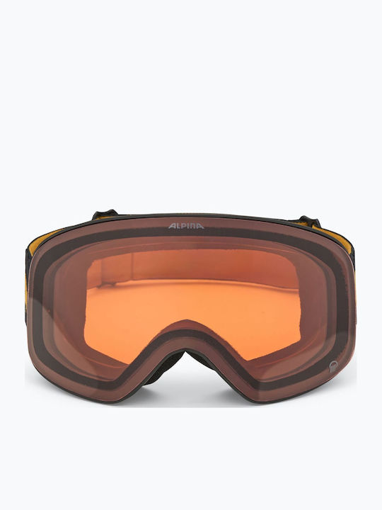 Alpina Quattroflex Ski & Snowboard Goggles Adults Black with Polarized / Photochromic Lens in Gold Color
