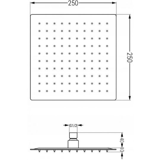 Mexen Κεφαλή Ντουζ 25cm με Βραχίονα