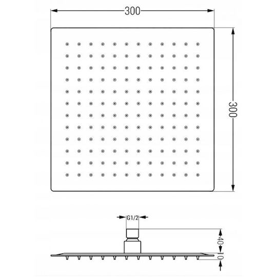 Mexen Showerhead 30cm with Extension Arm