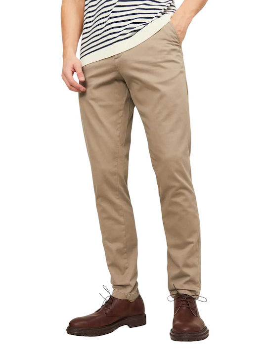 Chino Elastic Trousers in Slim Fit Beige