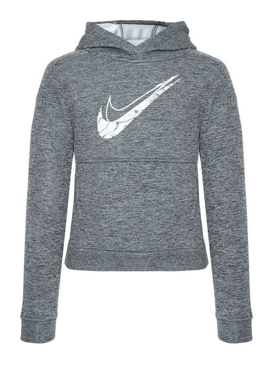 Παιδικό Φούτερ με Κουκούλα και Τσέπες Lt Smoke Grey / HTR / White